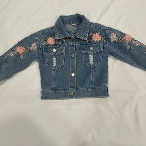 Floral Embroidered Denim Jacket for Kids